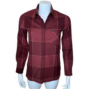 Dakine Canterbury Button-Up Plaid Flannel Shirt XS Andorra Red Maroon Plaid NWT